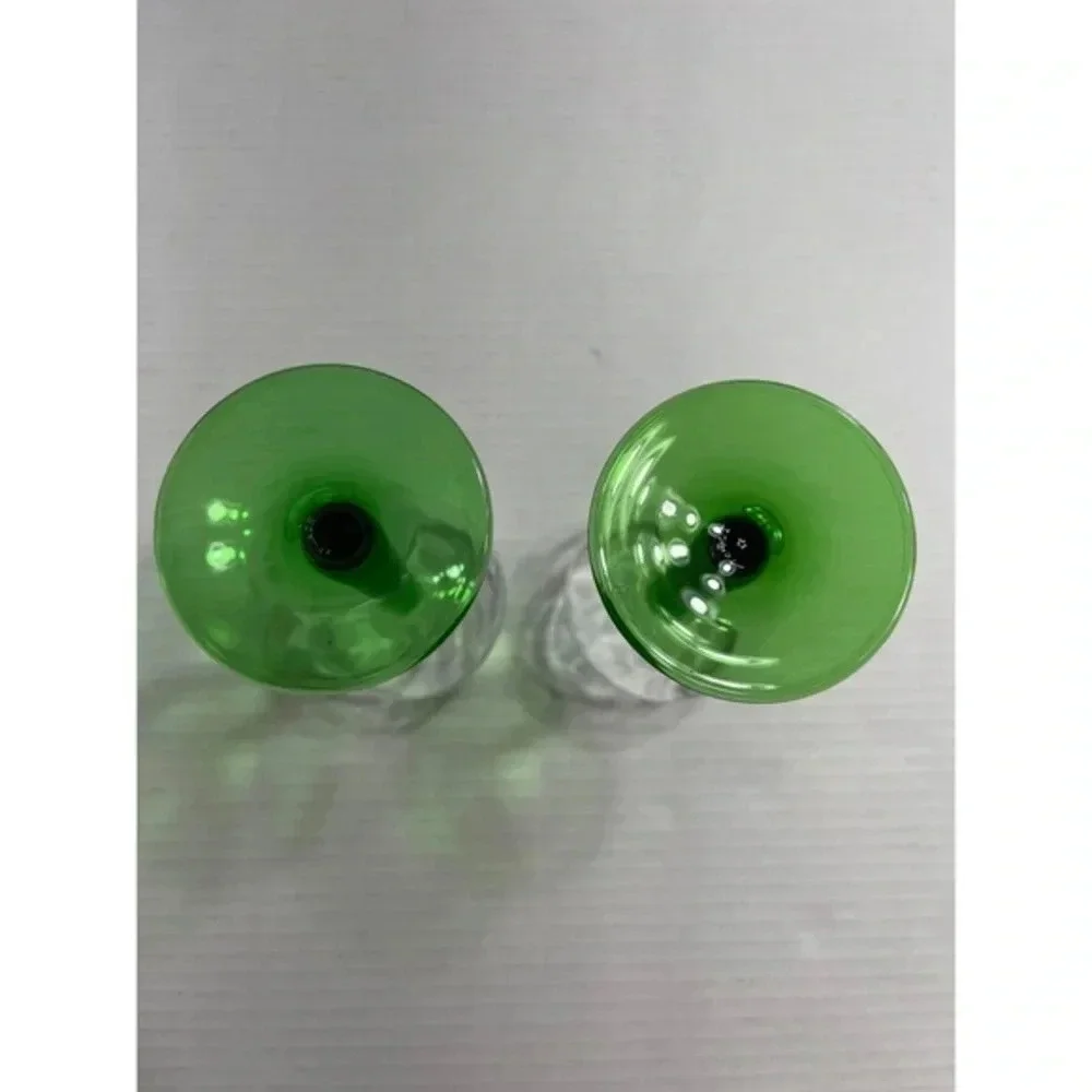 Luminarc Vintage Emerald Green Tall‎ Stem Wine Glasses France Set Of 2